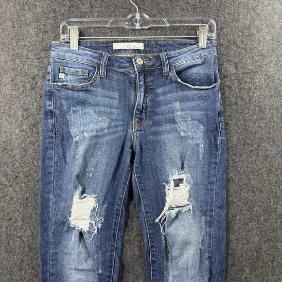 Kancan Skinny Jeans Women's 5/26 Blue Destroyed Mid Rise - Picture 2 of 9